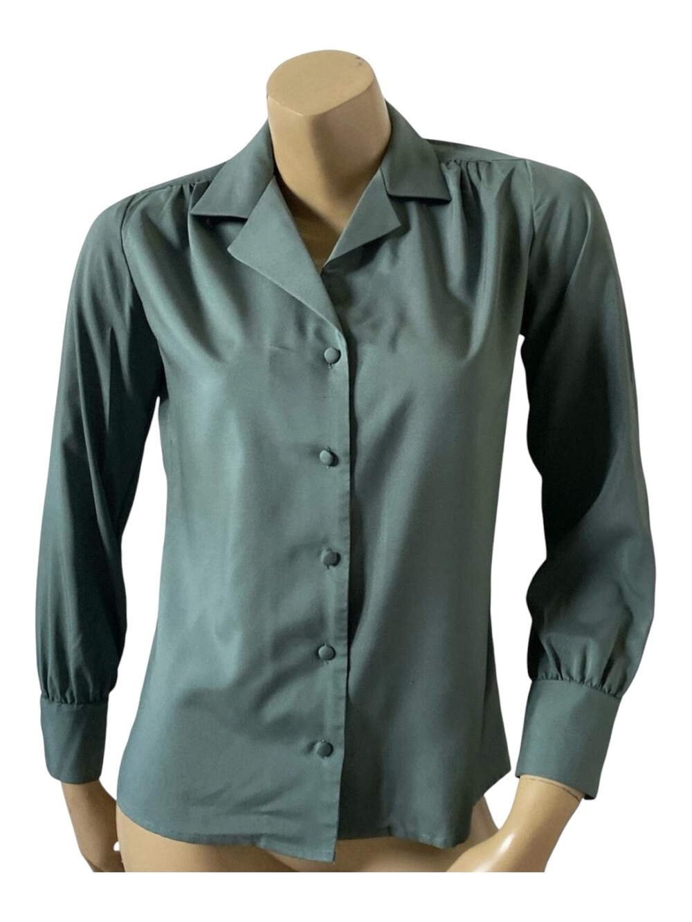 Spiegel Vintage Button Front Blouse Size 6 Green Collared Long Sleeve Retro